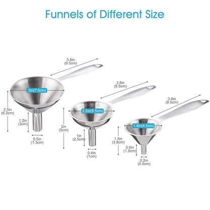 2pcs Canning Funnels for Filling Mason Jars with Strainer, Food Grade Stainless Steel Funnels for Kitchen Use, Metal Wide Mouth Funnel for Mason Jar