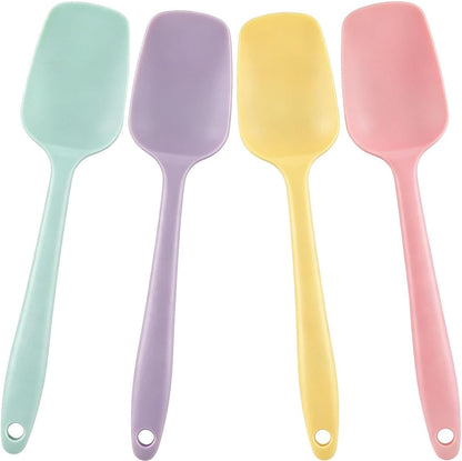 4 PCS Silicone Spatula,Rubber Spatula with Stainless Steel Core11 Inch Non-scratch Baking Cooking 8Inch Spatula Set Flexible Heat Resistant (Black)