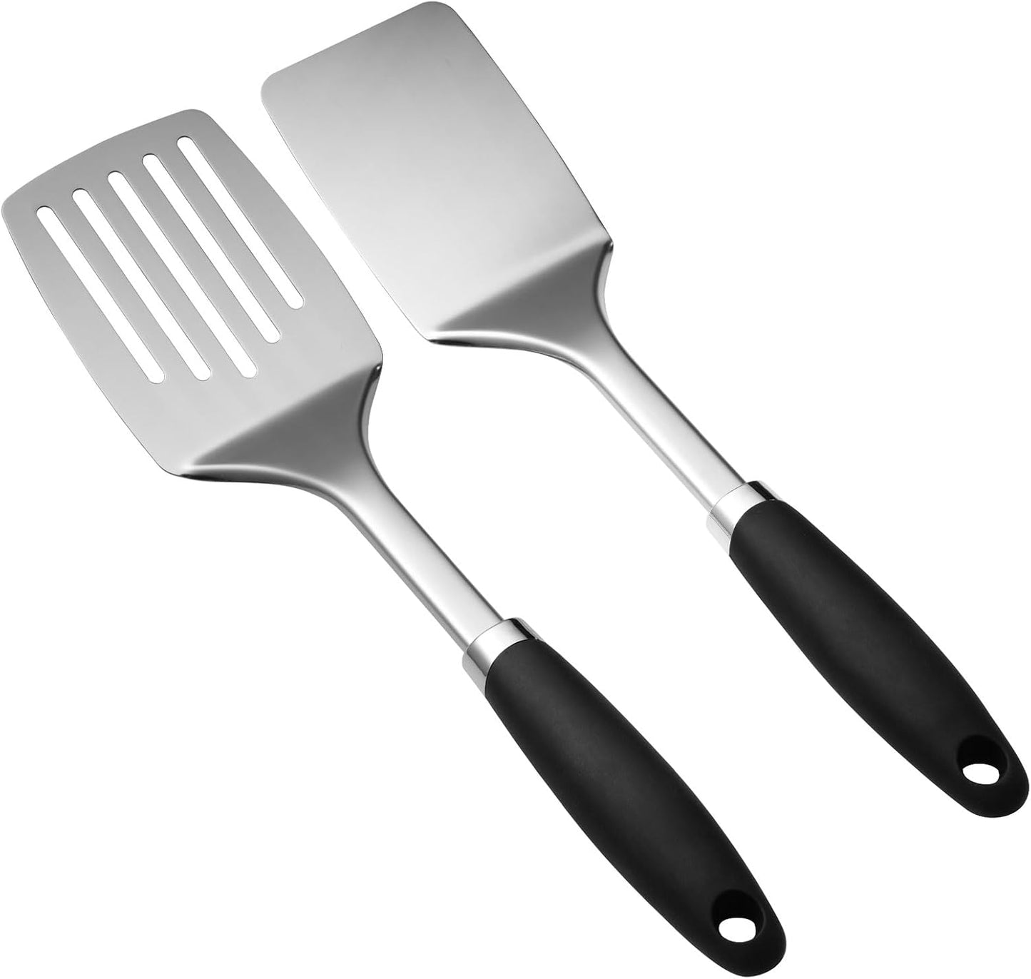 Stainless Steel Slotted Turner Spatula, Metal Spatula for Cast Iron & Stainless Steel Pans, Thin Edge Kitchen Turner for Eggs, Pancakes, Burgers, Dishwasher Safe