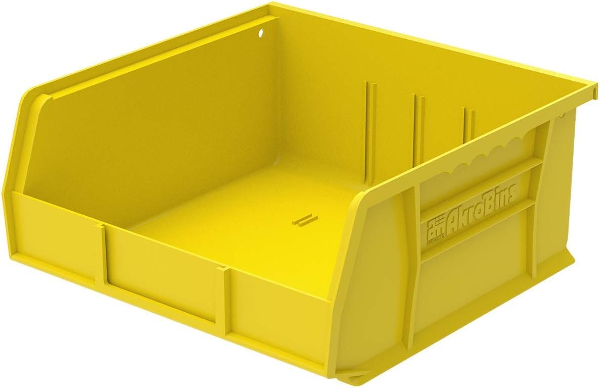 Akro-Mils 30235 AkroBins Plastic Storage Bins, Space-Saving Stackable Bins for Garage, Pantry, Craft Organization, 11" x 11" x 5", Clear, 6-Pack