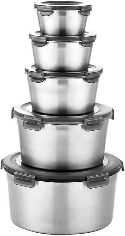 Stainless Steel Food Containers with Lids, Set of 5 Meal Prep Container Reusable Metal Food Storage Bento Lunch Box for Kitchen Picnic, BPA Free,67oz,118oz)