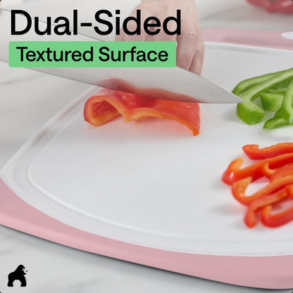 GORILLA GRIP BPA-Free Reversible Kitchen Cutting Board Set of 3, US Designed, Nonporous, Juice Grooves Catch Liquid, Slip Resistant Border, Dishwasher Safe, Durable Large Food Chopping Boards, Black