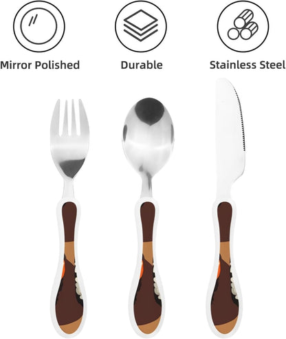 3-Piece Kids Silverware Set With Storage Case, Stainless Steel Reusable Children Safe Knife Spoon Fork Set Alpaca Cactus Children Flatware Set For Kids Lunch Box