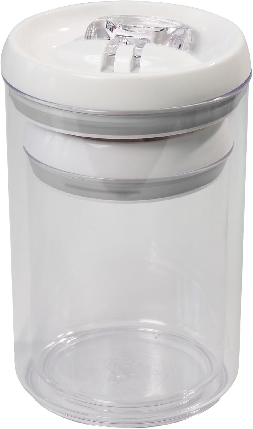 Felli Flip Tite Acrylic Food Storage Container with Lid 6” XL Air Tight Ring Seal Flip Top, Plastic Kitchen Baking Canister for 5 lb Flour Sugar Rice Protein Powder Pantry Organizer (Nest-M, White)