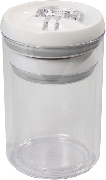 Felli Flip Tite Acrylic Food Storage Container with Lid 6” XL Air Tight Ring Seal Flip Top, Plastic Kitchen Baking Canister for 5 lb Flour Sugar Rice Protein Powder Pantry Organizer (Nest-M, White)