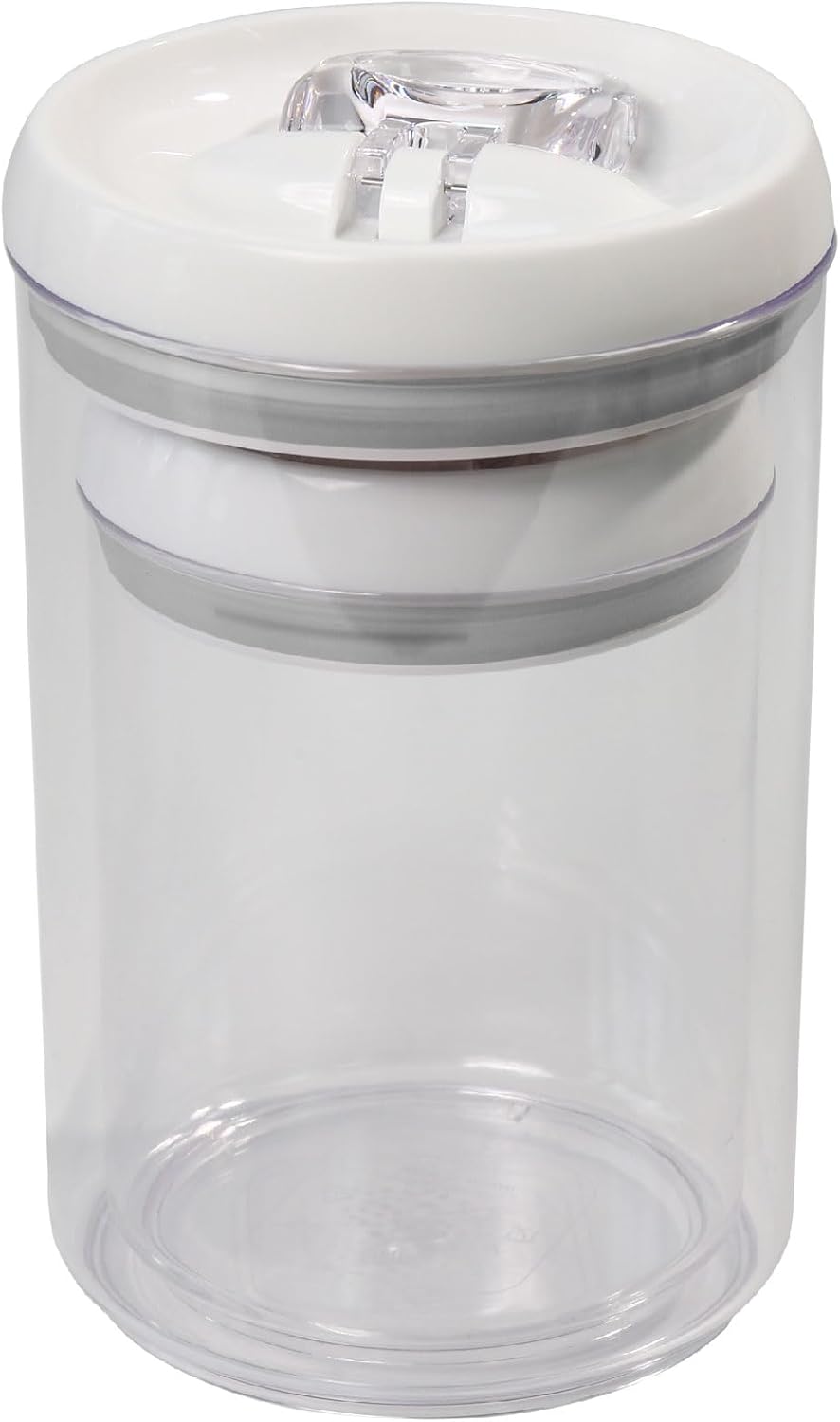 Felli Flip Tite Storage Container with Lid 4” RECTANGULAR Airtight Ring Flip Top, Stackable Kitchen Counter Pantry Organizer Acrylic Canister Jar for Pasta Spaghetti Cereal Granola Coffee (1.9qt)