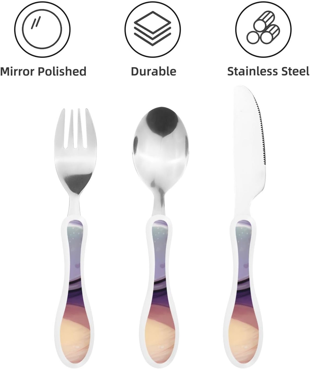 3-Piece Kids Silverware Set With Storage Case, Stainless Steel Reusable Children Safe Knife Spoon Fork Set Grim Reaper Children Flatware Set For Kids Lunch Box