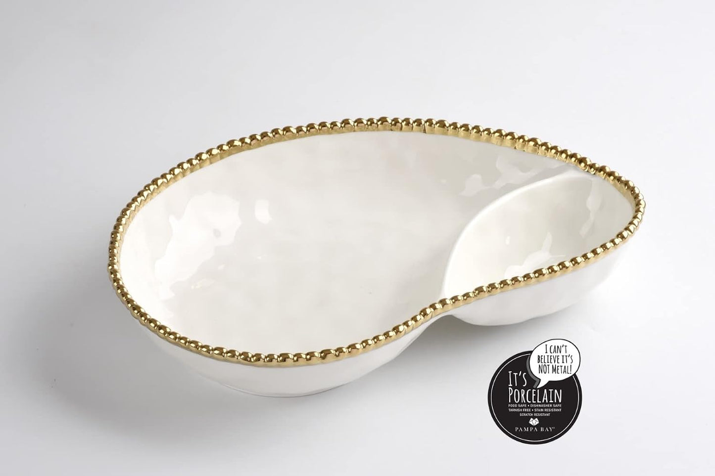 Pampa Bay Titanium-Plated Porcelain 2 Section Serving Piece