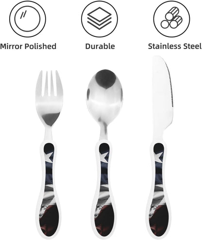 3-Piece Kids Silverware Set With Storage Case, Stainless Steel Reusable Children Safe Knife Spoon Fork Set Candy Children Flatware Set For Kids Lunch Box