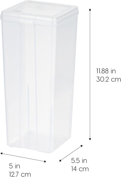IRIS USA Vertical Storage Bins with Lids |Made in USA| Flip Top Containers for Organizing Pantry, Office, Craft, and Study Supplies - Small (10-Pack)