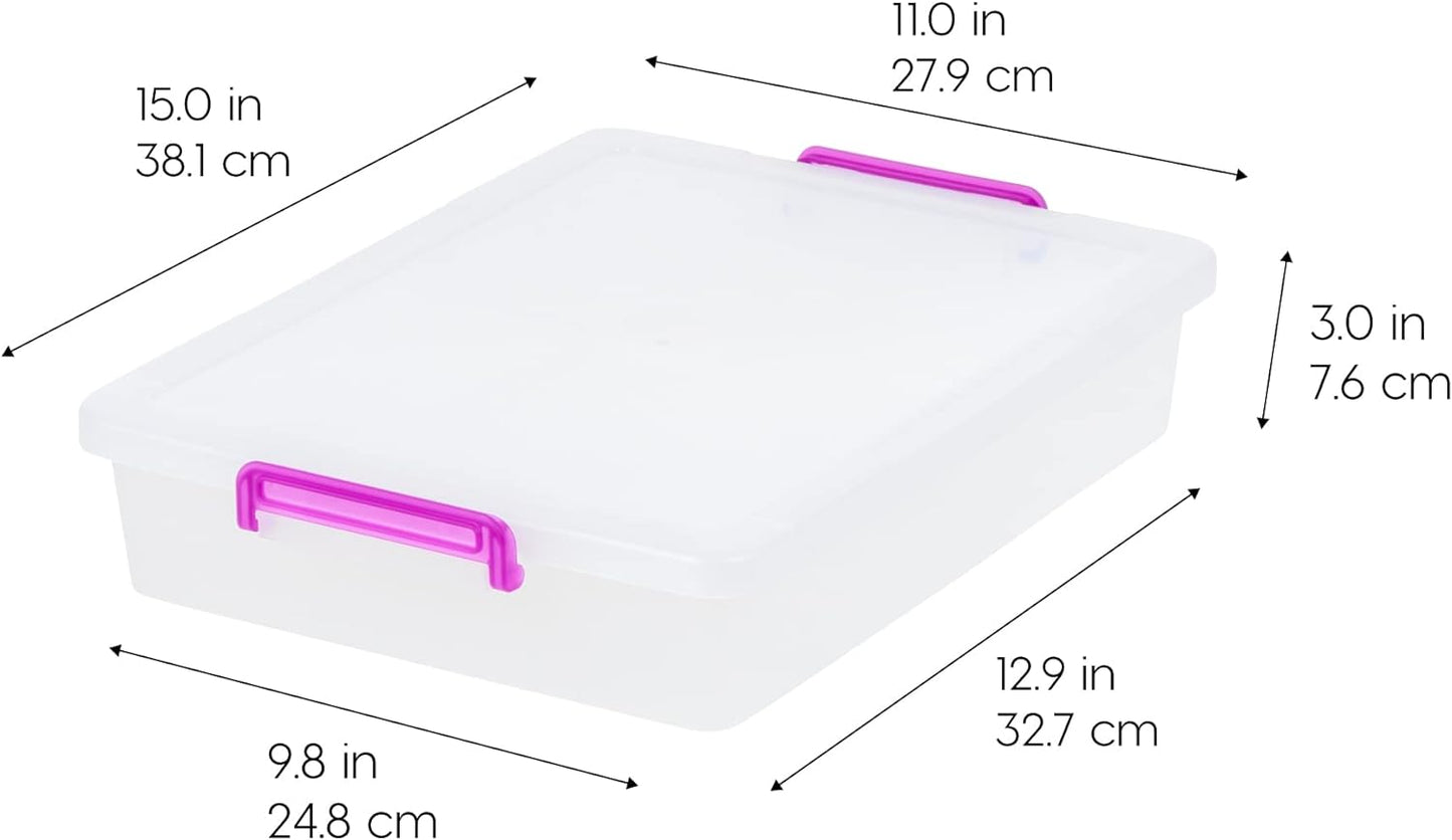 IRIS USA 5 Qt. Plastic Craft Storage Container Bins with Lids, 6 Pack, Small Art & Office Supply Organizer Tote, Sensory Bins & Boxes for Home & University, Stackable, Carry Handle, Clear
