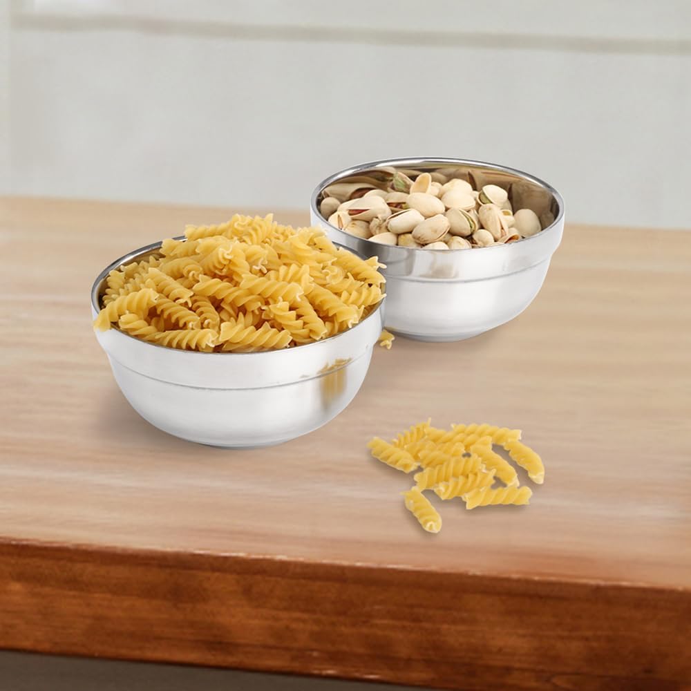 yarlung 10 Pack Stainless Steel Bowls 5 Inch Snacks Bowl, 15 Oz Soup Bowl Lightweight Salad Bowls Double-walled Metal Serving Dishes for Sauces, Rice, Noodle, Ice Cream