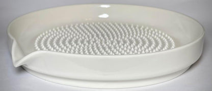 BonCera, Premium Ceramic Garlic Grater Plate Set - Large White Modern