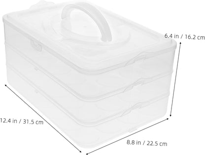 2layer Stackable Carrier with Lid Refrigerator Storage Box Portable and Secure Design for Parties and Kitchen Use Easy to Carry with Handle