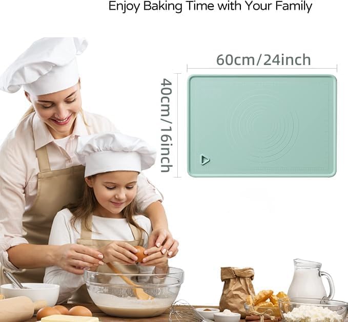 Silicone Baking Mat, 24"X16" Extra Large Non-stick Silicone Mat With High Edge, Food Grade Silicone Dough Rolling Mat For Making Cookies, Macarons, Multipurpose Mat, Countertop Mat, Placemat