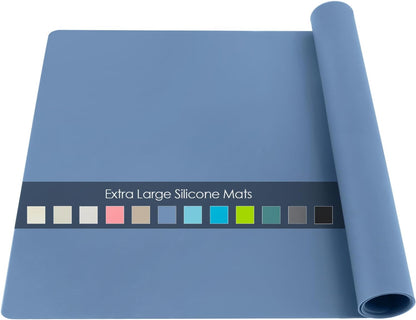 Extra Large Dark Green Countertop Mat - Silicone Table Kitchen Desk Mat - Non-Slip & Heat Resistant - Dinner Placemat Pastry Dough Rolling Mat - Colors B
