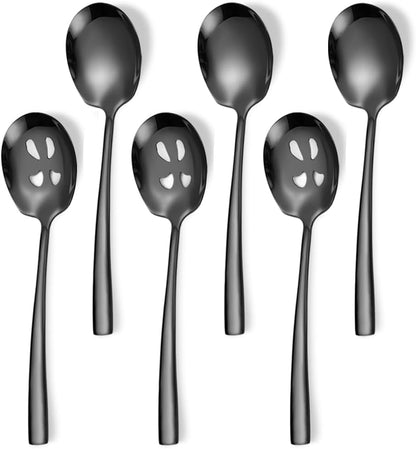 Serving Spoons Set 9.14 Inch Slotted Spoon Serving Spoon Stainless Steel Serving Utensils for Buffet Parties Catering Dishwasher Safe(Set of 4, Silver)