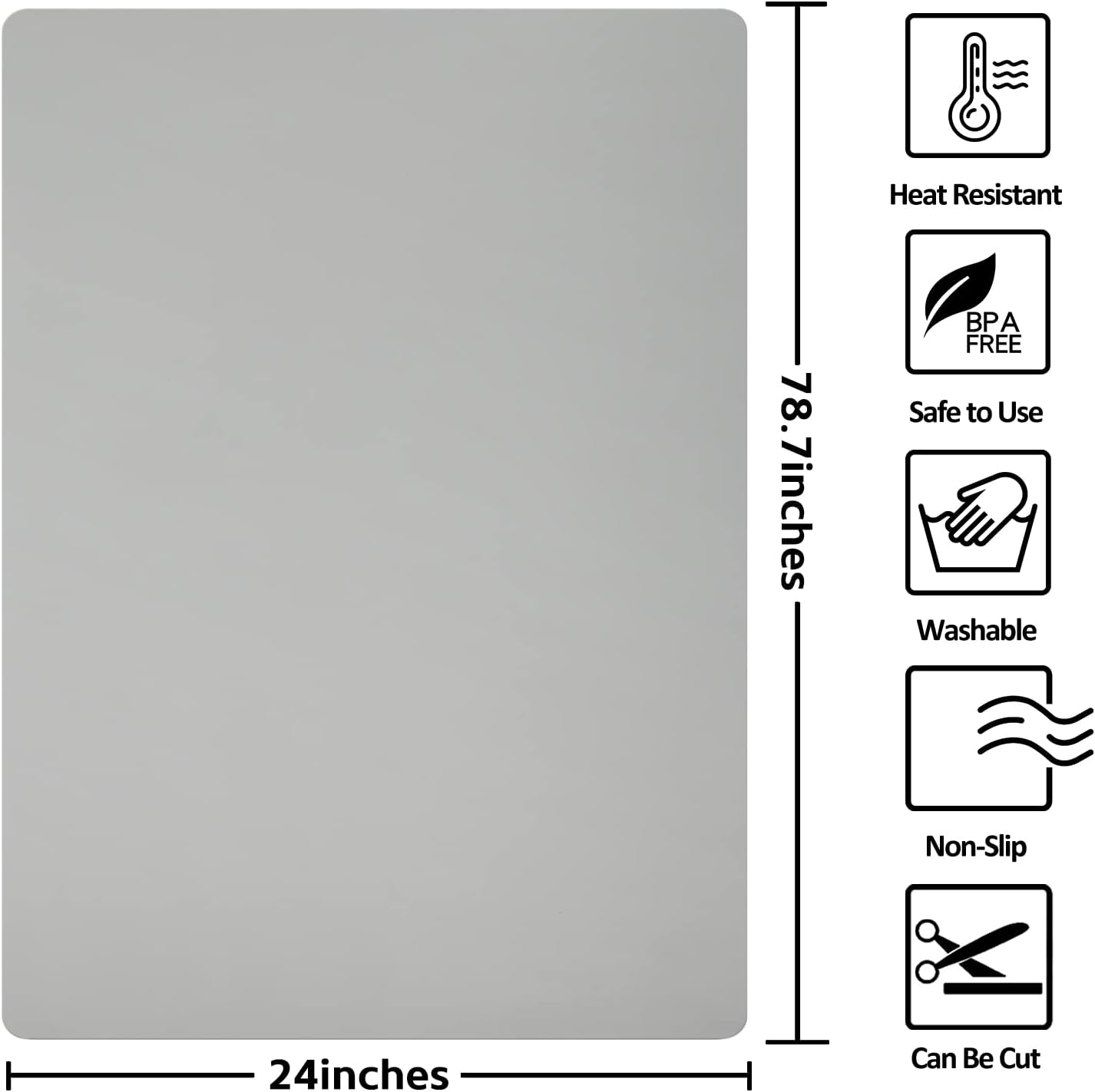Silicone Mat Heat Resistant Mats for Countertop, Large Silicone Mats for Crafts Kitchen Counter Workbench Table protector, Size 36x24 inches Thick 2mm,Rolled Package,Light Blue