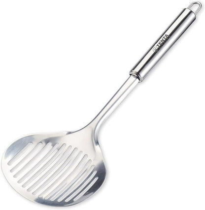 TENTA Kitchen Multi Kitchen Utensil Stainless Steel Cooking Skimmer Slotted Fish Turner Spatula Spoon Colander Drain Water Filter Spoon Hot Pot Scoop Comfortable Grip Design Strainer Ladle for Kitchen