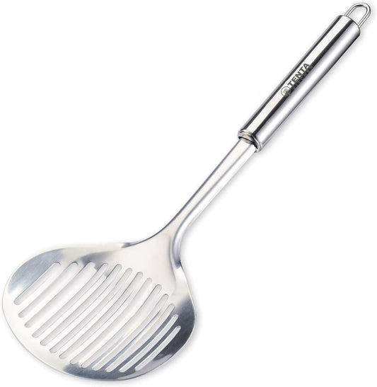 TENTA Kitchen Multi Kitchen Utensil Stainless Steel Cooking Skimmer Slotted Fish Turner Spatula Spoon Colander Drain Water Filter Spoon Hot Pot Scoop Comfortable Grip Design Strainer Ladle for Kitchen