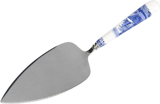 Spode Blue Italian Cake Server - 10 Inch Porcelain Dessert Knife for Slicing Cakes, Pies, Pastries