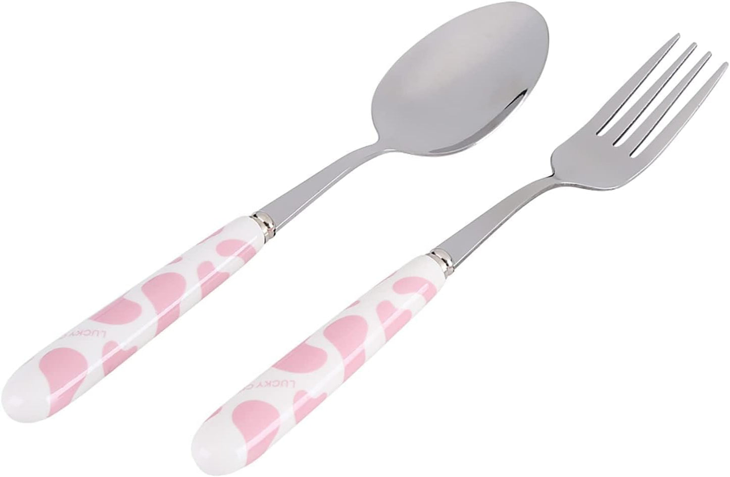 2Pcs Fork And Spoon Set, Cute Cutlery Set Stainless Steel Small Cutlery Travel Cutlery Set with Portable Storage Case for School Travel(Pink)