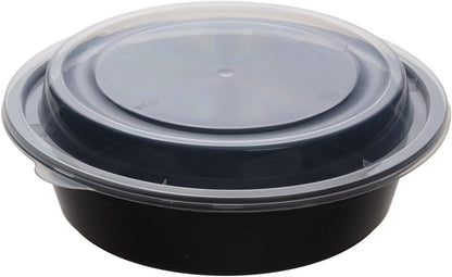 30oz Meal Prep Containers Bulk 50-Pack - 2-Compartment with Lids, Leakproof, Microwave/Freezer/Dishwasher Safe - Commercial Food Storage, Black