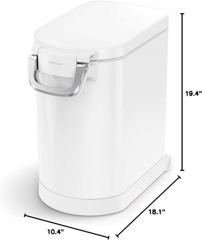 simplehuman 25 Liter, 27 lb / 12.2 kg Medium Pet Food Storage Container for Dog Food, Cat Food, and Bird Feed, Alloy Steel, Matte Black