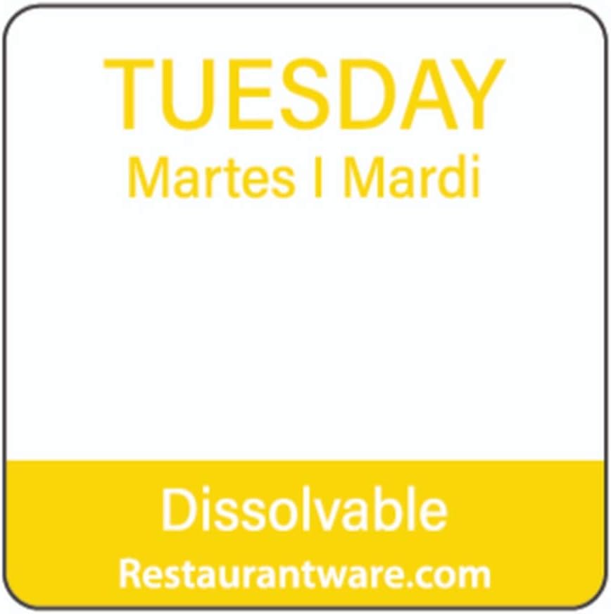 Restaurantware RW Smart 1 Inch x 1 Inch Food Rotation Labels 500 Dissolvable Food Safety Labels - Premium Trilingual Green Paper Day Of The Week Labels For Food Storage Or Prep Friday