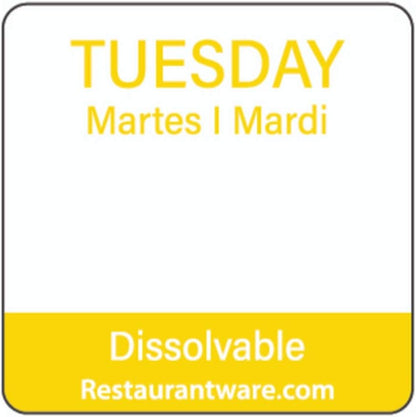 Restaurantware RW Smart 1 Inch x 1 Inch Food Rotation Labels 500 Dissolvable Food Safety Labels - Premium Trilingual Green Paper Day Of The Week Labels For Food Storage Or Prep Friday