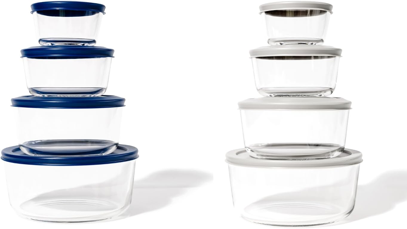 6-Piece Glass Food Storage Containers Set (3 Containers + 3 BPA-Free Lids) | 2-Cup, Leakproof | Microwave, Freezer, Oven & Dishwasher Safe | Ideal for Meal Prep & Pantry Organization, Pistachio