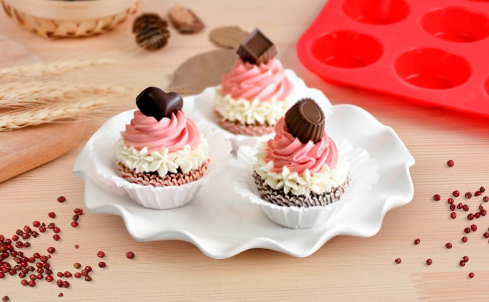 CAKETIME 12 Cups Silicone Muffin Pan - Nonstick Cupcake Pan 1 Pack Regular Size Silicone Mold for Baking
