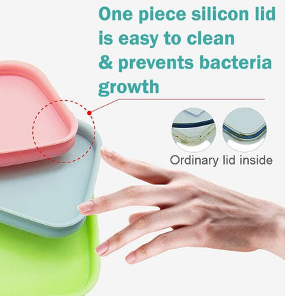 PrepCube Food Storge Continer with Silicon Lid Airtight -3PC Set, BPA-Free, Stackable Freezer Storge, Leftovers Storge, Prep Meal Storge, Kitchen and Pantry Organization Leakproof
