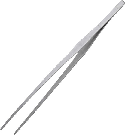Bonsicoky 3Pcs Stainless Steel Tweezer Set (8" 10" 12") | Long Tweezers, Precision Serrated Straight Tips, Non-slip, For Cooking, Repairing, Medical, Garden