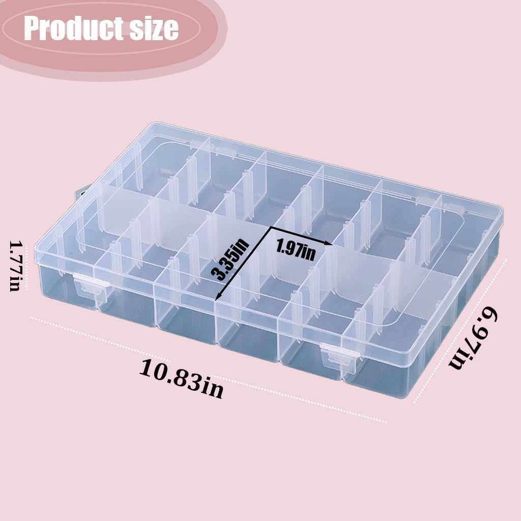 3pcs Clear Storage Small Parts Organizer Box Storage Bin With Dividers Multi Compartment for Beads Art DIY Tackle Box Organizer (10 - compartment in length)