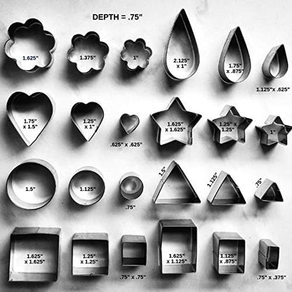 Ultra Cuisine Mini Cookie Cutter Shapes Set - 8 Shapes, 3 sizes