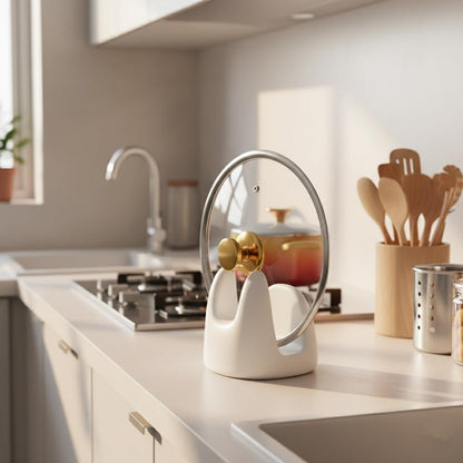 Nihow Ceramic Pot Lid Holder While Cooking for Kitchen Counter/Stove Top