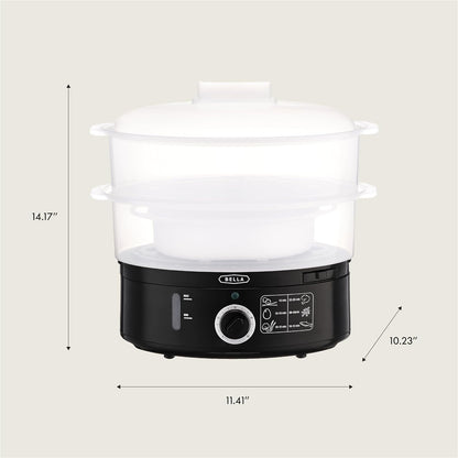 bella Two Tier Food Steamer with Stackable Baskets, Black