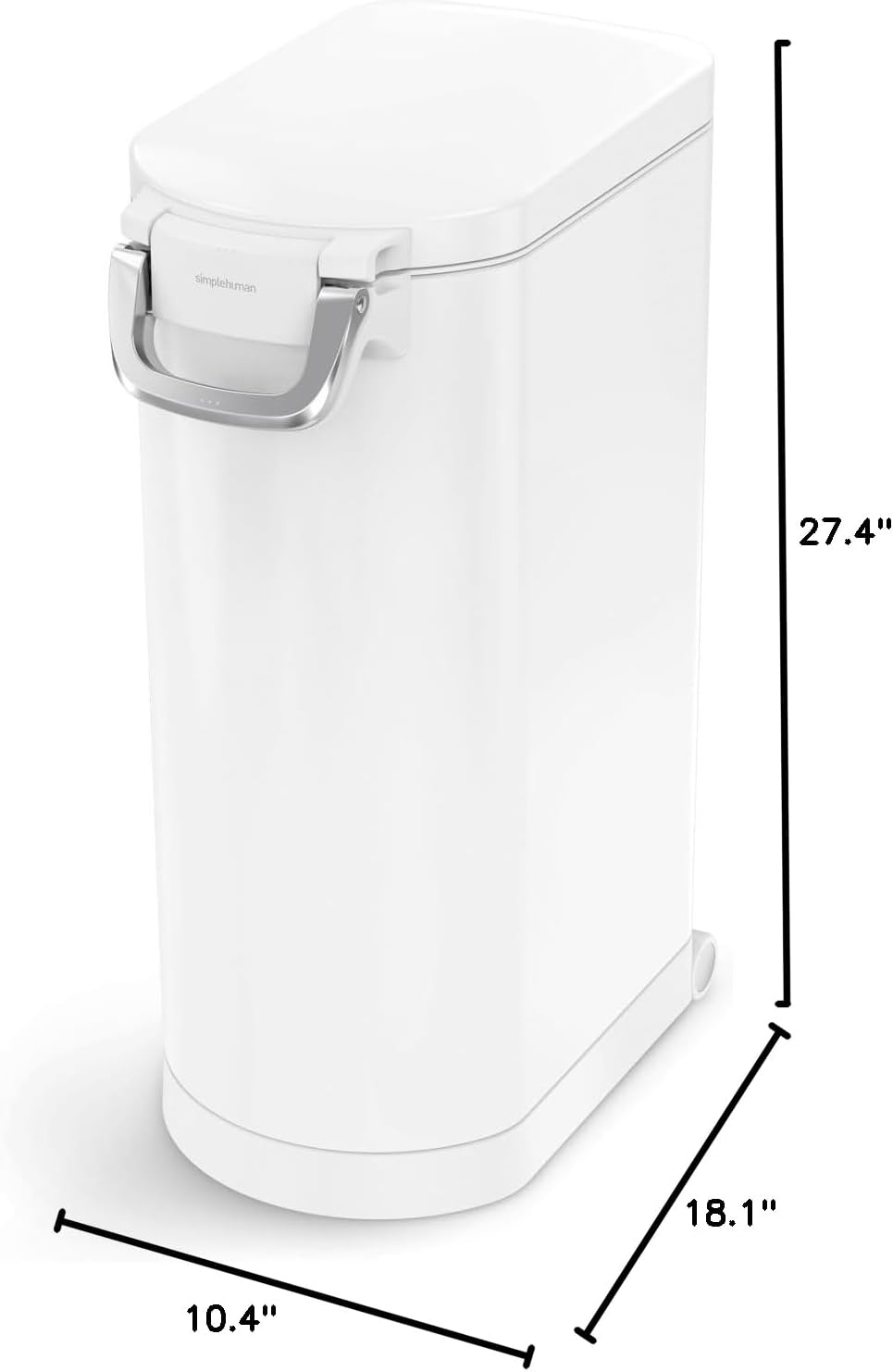 simplehuman 25 Liter, 27 lb / 12.2 kg Medium Pet Food Storage Container for Dog Food, Cat Food, and Bird Feed, Alloy Steel, Matte Black