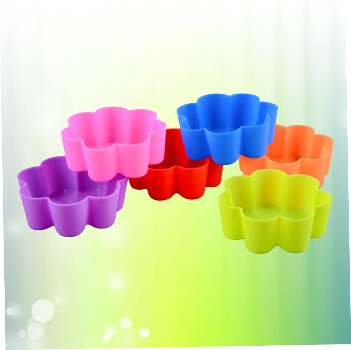 Reusable Silicone Baking Cups 6-Pack -Shaped Muffin Liners Non-Stick Mold for Cupcakes Pudding Jelly Oven Microwave Safe 2.63X2.63X0.98In