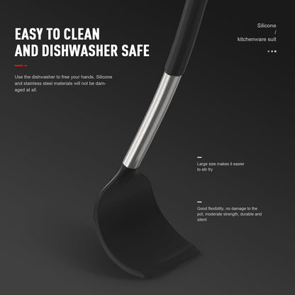 oannao Large Silicone Cooking Utensils Set - Heat Resistant Kitchen Utensils,Turner Tongs,Spatula,Spoon,Brush,Whisk,Stainless Steel Cooking Tool for Nonstick Cookware,Dishwasher Safe (Khaki)