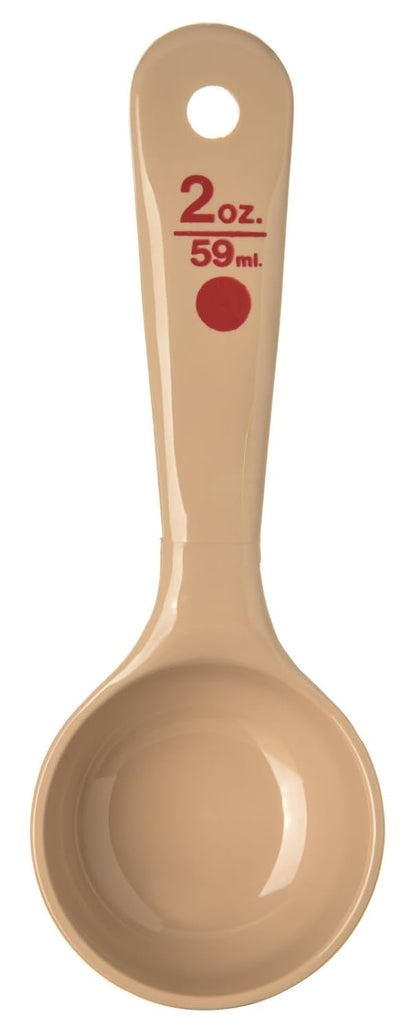 Carlisle FoodService Products Measure Miser Solid Spoon Measuring Spoon with Short Handle for Kitchens, Plastic, 4 Ounces, Beige