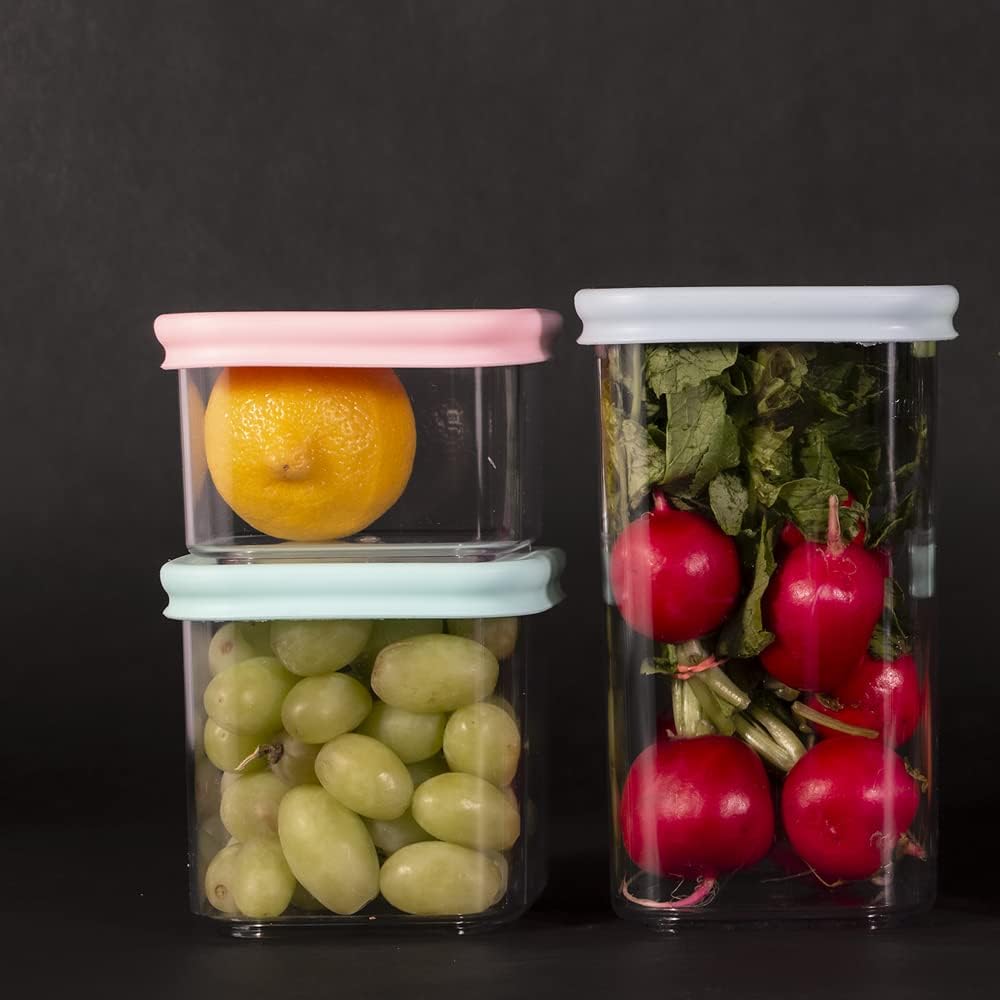 PrepCube Food Storge Continer with Silicon Lid Airtight -3PC Set, BPA-Free, Stackable Freezer Storge, Leftovers Storge, Prep Meal Storge, Kitchen and Pantry Organization Leakproof