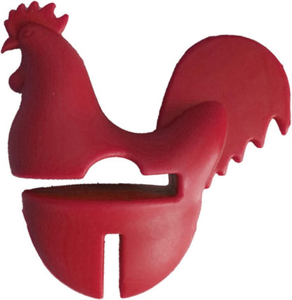 Chicken Pot Clip Spoon Holder Portable Cartoon Silicone-Pot Clip Anti-scalding Spoon Holder Pot Side Clip Cooking Tool, Red