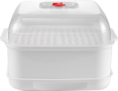 Microwave Steamer with Lid and Tray, Vegetables Steamer for Microwave Bowl, Microwavable Cookware Supplies (2 - Layer)