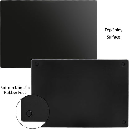 Hacaroa 4 Pack Tempered Glass Cutting Board with Rubber Feet, Rectangle Non-slip Chopping Board, Long Lasting Clear Glass Tray for Kitchen Countertop, Table, Shatter-Resistant, Heat-Resistant, 2 Size