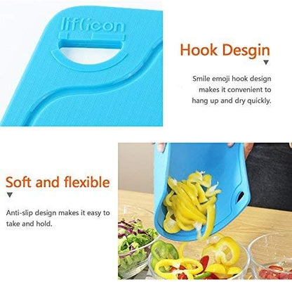 Liflicon Thick Cutting Boards for Kitchen Silicone Chopping Board Set of 2 Mid 12.6'' x 9.1”,Mini 9.1”x7.1” Non-slip Deep Drip Juice Groove Easy Grip Handle,Dishwasher Safe-Red