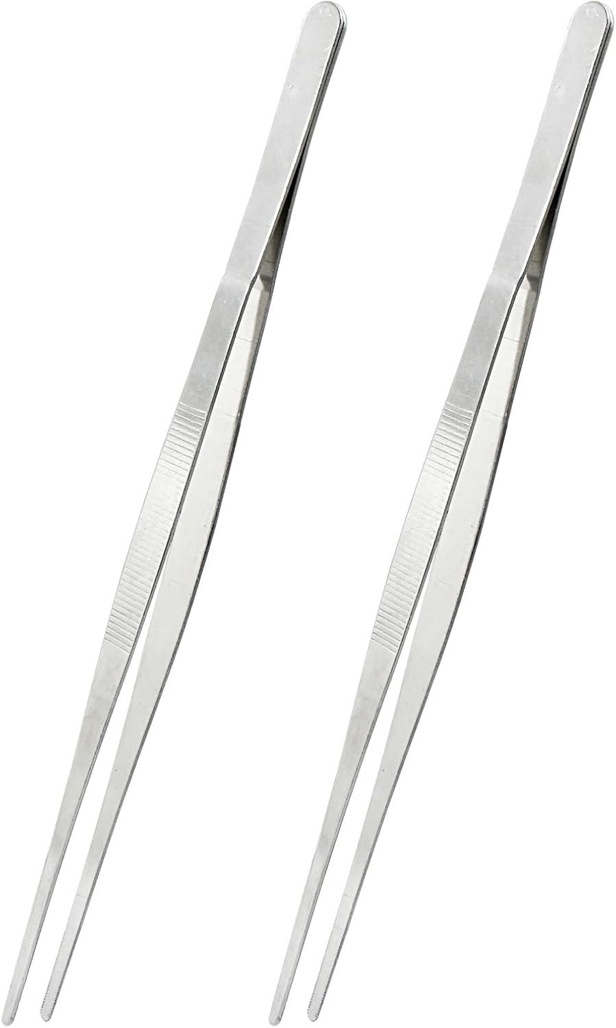 3Pcs Stainless Steel Tweezer Set (8" 10" 12"), Kitchen Tweezers Tongs, Cooking Tweezers with Precision Serrated Straight Tips, Long Handle Food Tweezers for Culinary, Bar, BBQ, Plating