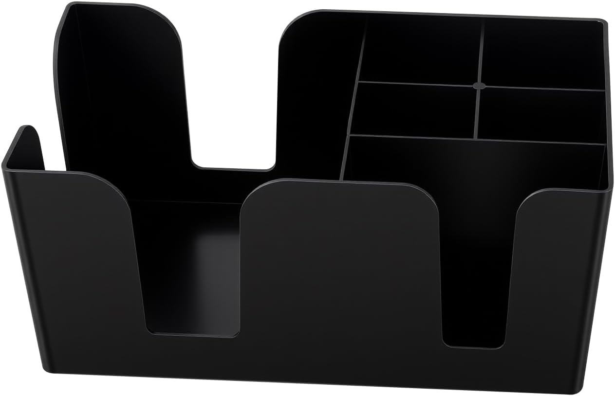 Commercial Cup and Lid Holder with Straw Organizer,Disposable Coffee Cup Condiment Dispenser for Countertop Org, Coffee Bar, Beverage Cup, Kitchen, Breakroom (11 Compartment Upright)