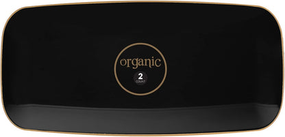 Plasticpro Plastic Serving Trays - Round Serving Platters with Gold Rim 14X14 Disposable Party DishPack of 2